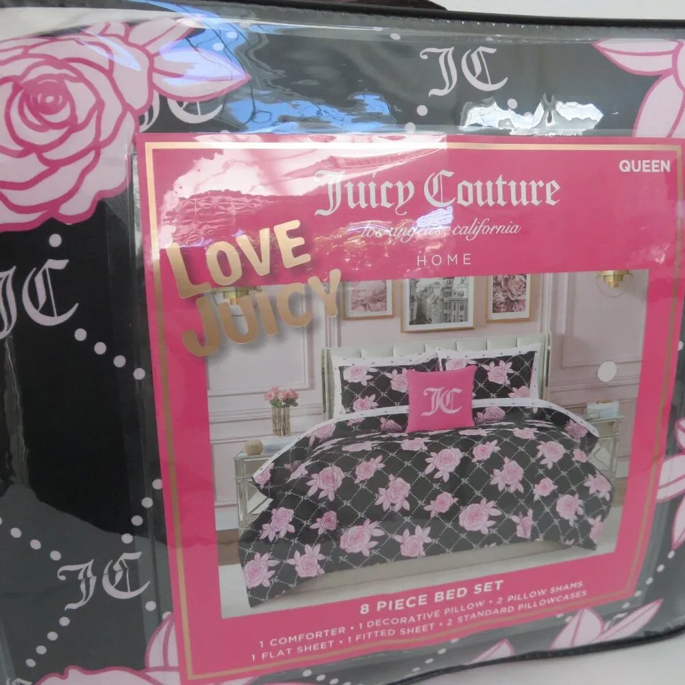 Juicy couture PInk & Black queen 8-piece comforter Bedding sets